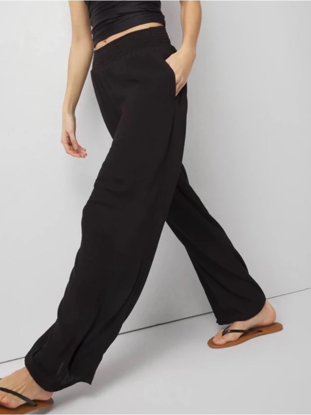 WHBM Women’s Black Wide-Leg Lounge Pants